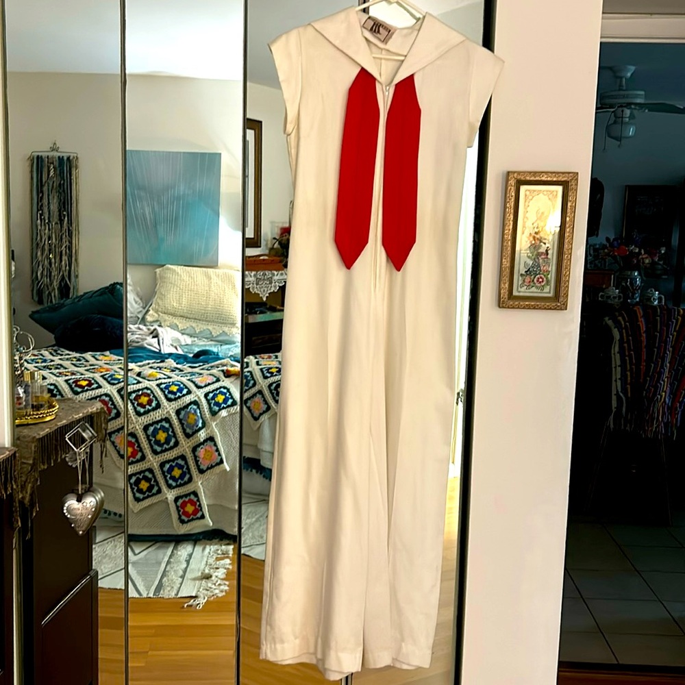 Vintage Happy Legs 1970’s Jumpsuit with Genuine Leather Belt